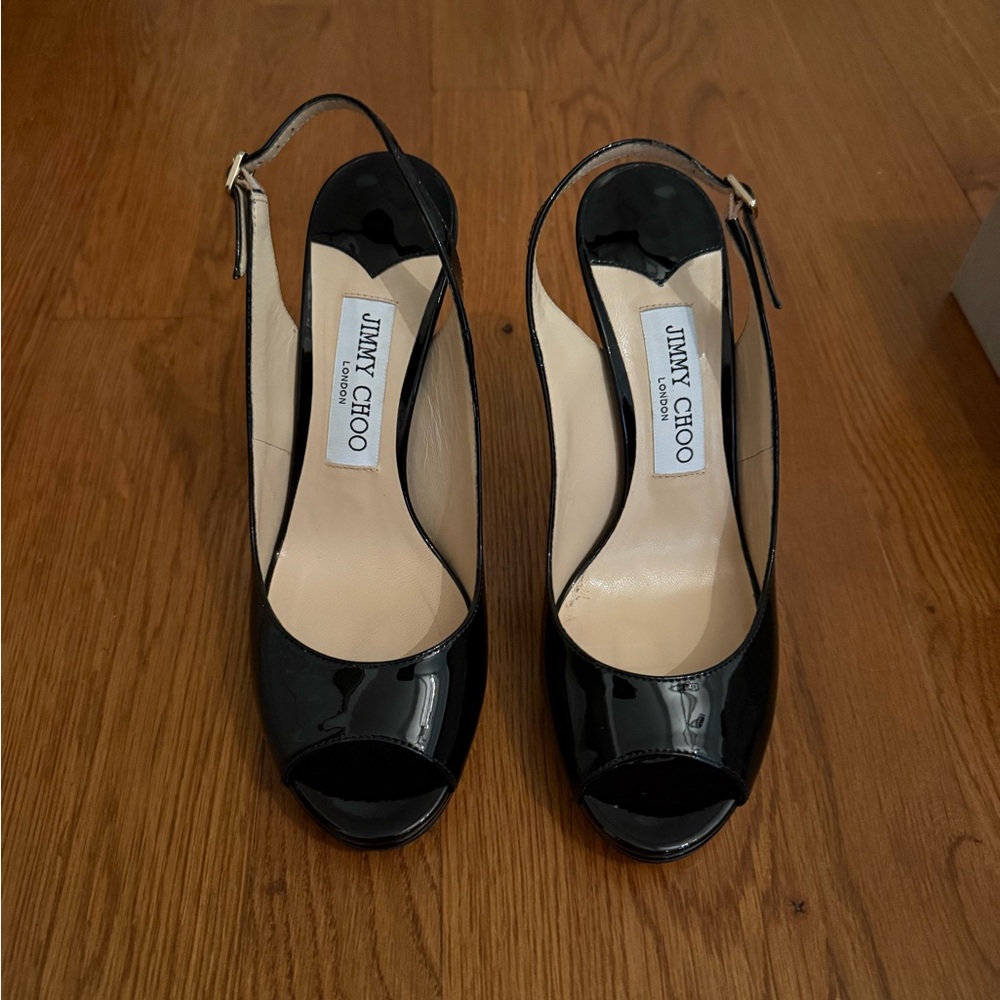 NWT JIMMY CHOO PEEP TOE HEELS SIZE 37 - Picture 2 of 9